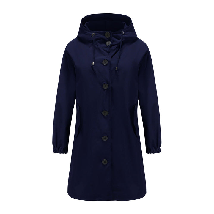 Women's Casual Relaxed Hooded Jacket with Buttons