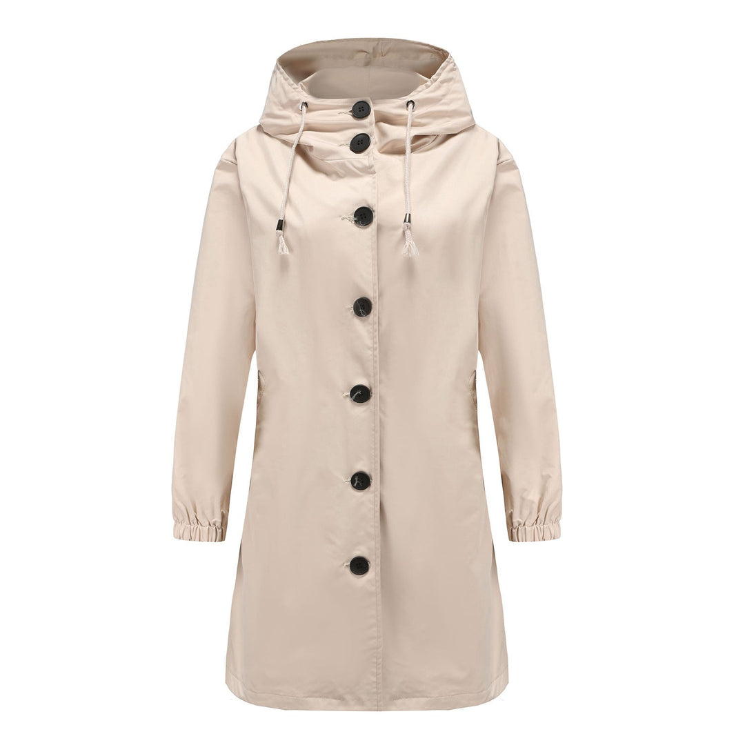Women's Casual Relaxed Hooded Jacket with Buttons