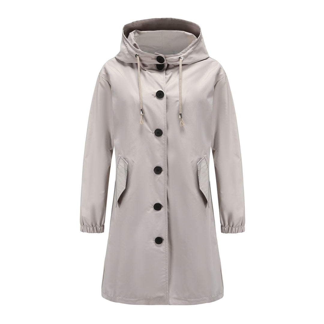 Women's Casual Relaxed Hooded Jacket with Buttons