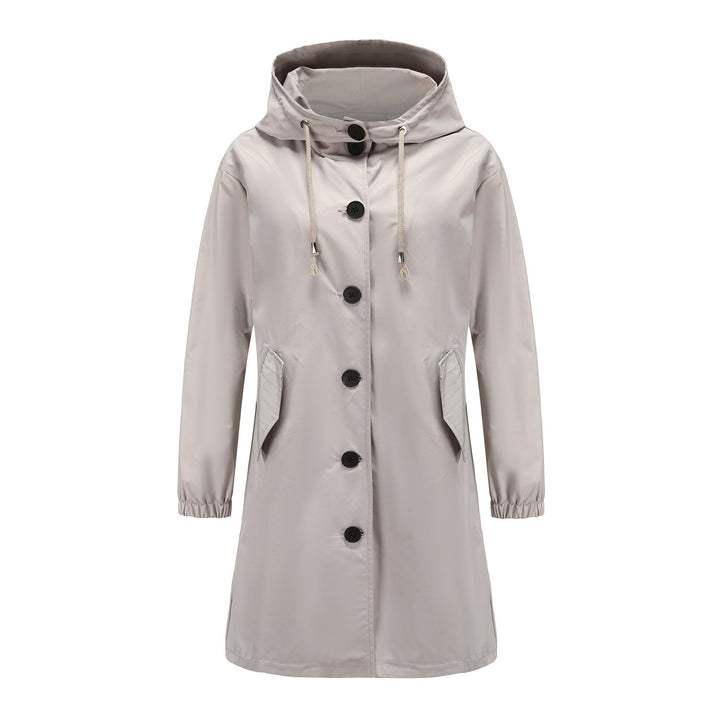 Women's Casual Relaxed Hooded Jacket with Buttons