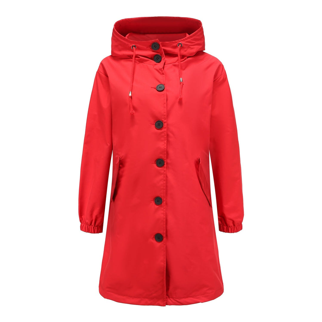 Women's Casual Relaxed Hooded Jacket with Buttons