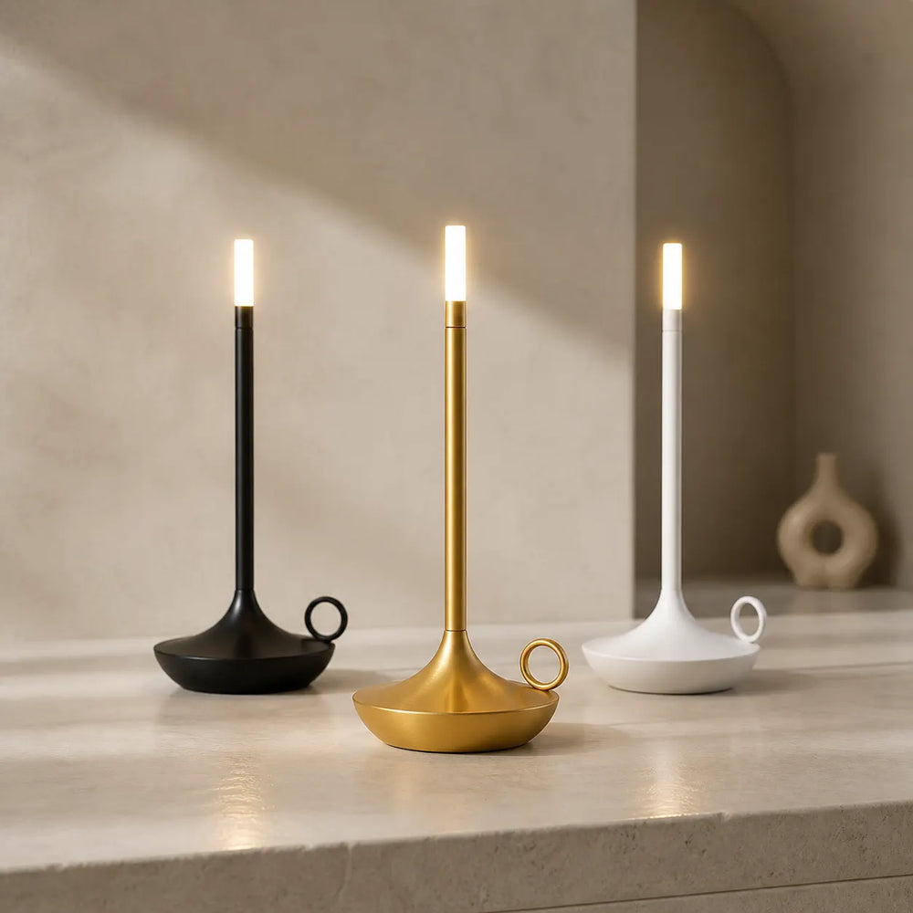 Vintage Candlelight LED Table Lamp - Touch Dimming, USB Rechargeable