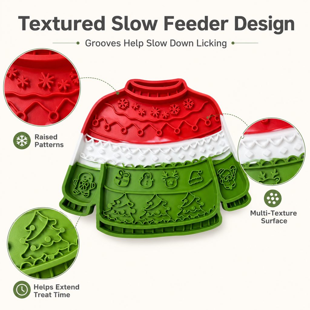 Christmas Sweater Wall-Mount Pet Lick Mat for Dogs & Cats
