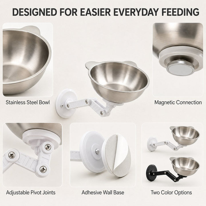Adjustable Wall-Mounted Pet Bowl for Cats & Small Dogs