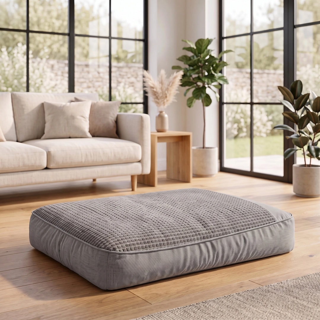 Washable Dog Cushion Bed with Raised Sides and Shredded Sponge Filling