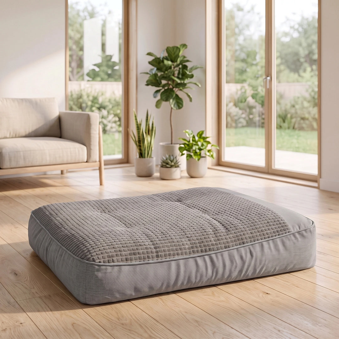 Washable Dog Cushion Bed with Raised Sides and Shredded Sponge Filling