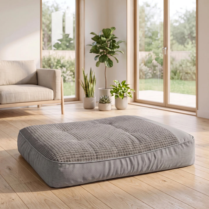 Washable Dog Cushion Bed with Raised Sides and Shredded Sponge Filling