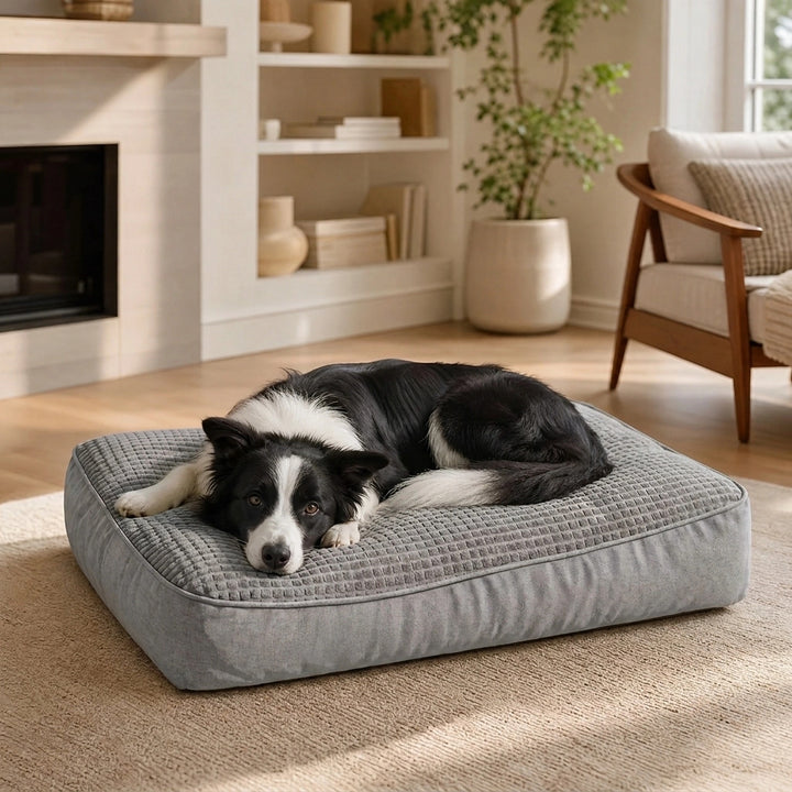 Washable Dog Cushion Bed with Raised Sides and Shredded Sponge Filling