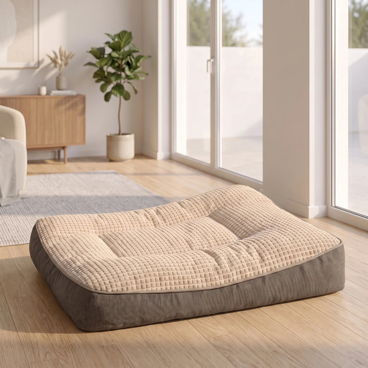 Washable Dog Cushion Bed with Raised Sides and Shredded Sponge Filling