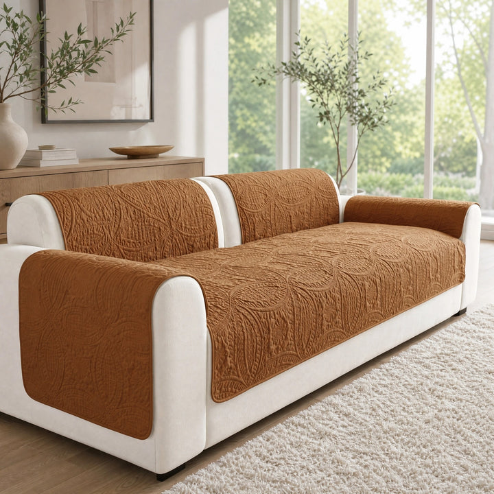 Water Repellent Quilted Sofa Cover with Non Slip Backing for Furniture Protection