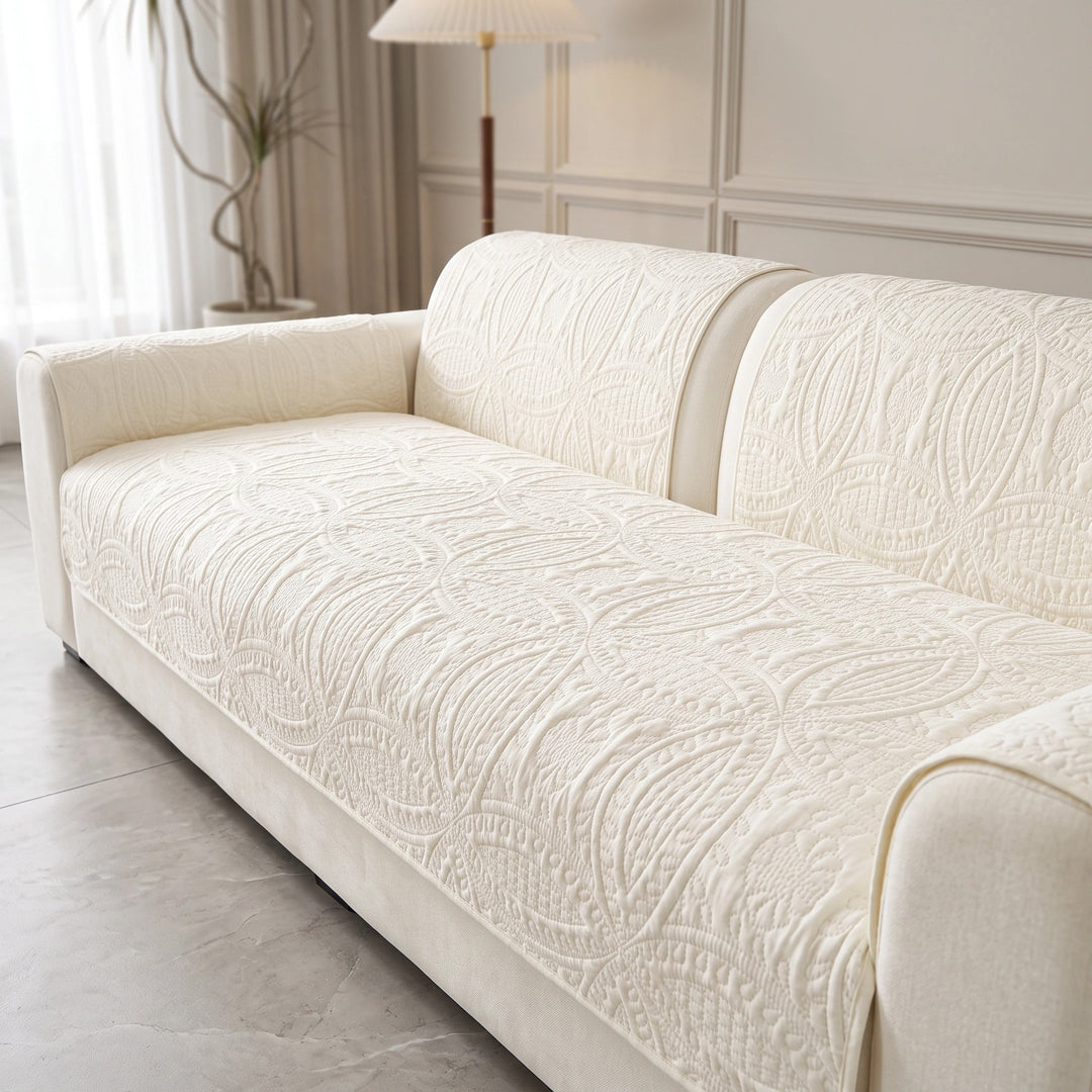 Water Repellent Quilted Sofa Cover with Non Slip Backing for Furniture Protection