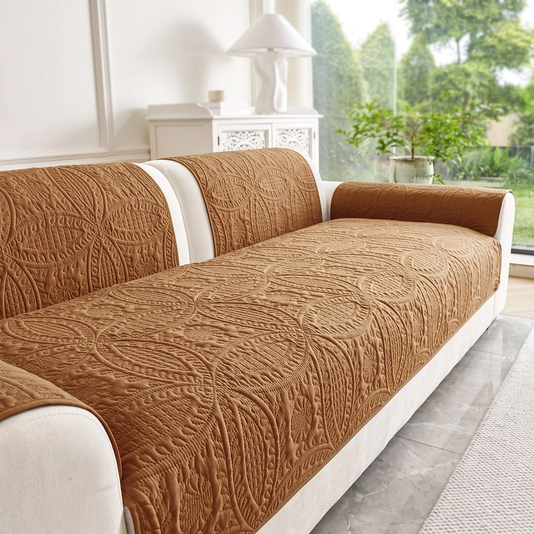 Water Repellent Quilted Sofa Cover with Non Slip Backing for Furniture Protection