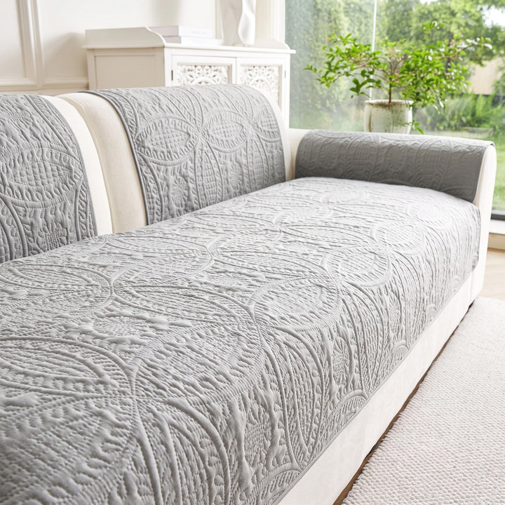 Water Repellent Quilted Sofa Cover with Non Slip Backing for Furniture Protection
