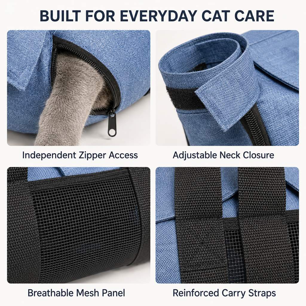 Cat Grooming Restraint Bag for Nail Trimming & Ear Cleaning | Easier Control for Wiggly Cats