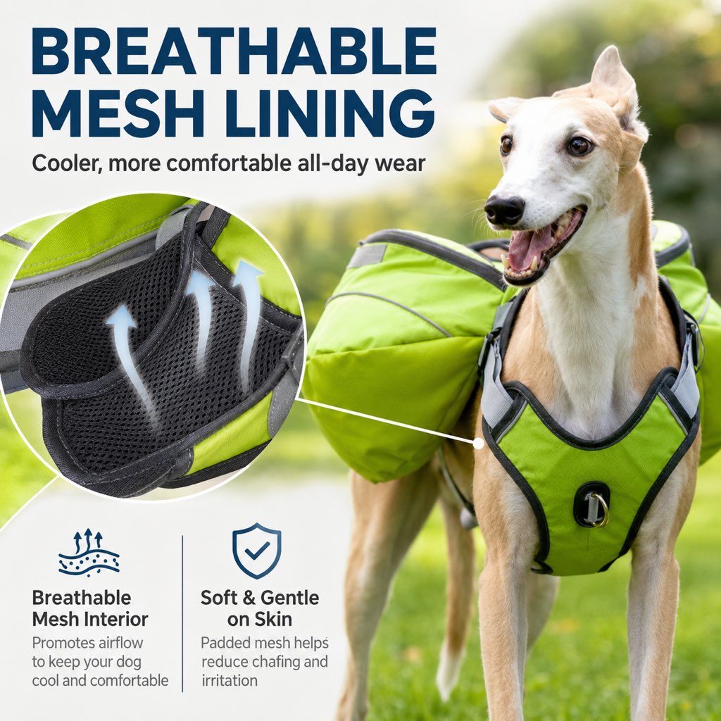 Dog Saddlebag Backpack Harness for Hiking & Camping