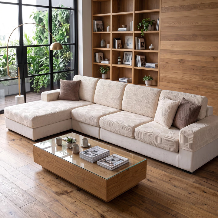 Water Resistant Stretch Sofa Cover with Honeycomb Pattern and Full Coverage