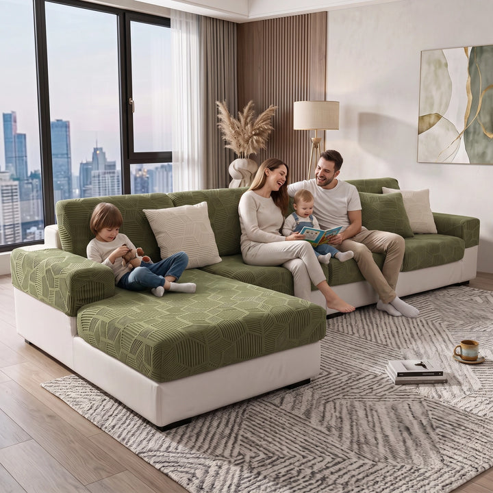Water Resistant Stretch Sofa Cover with Honeycomb Pattern and Full Coverage