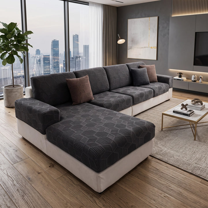 Water Resistant Stretch Sofa Cover with Honeycomb Pattern and Full Coverage