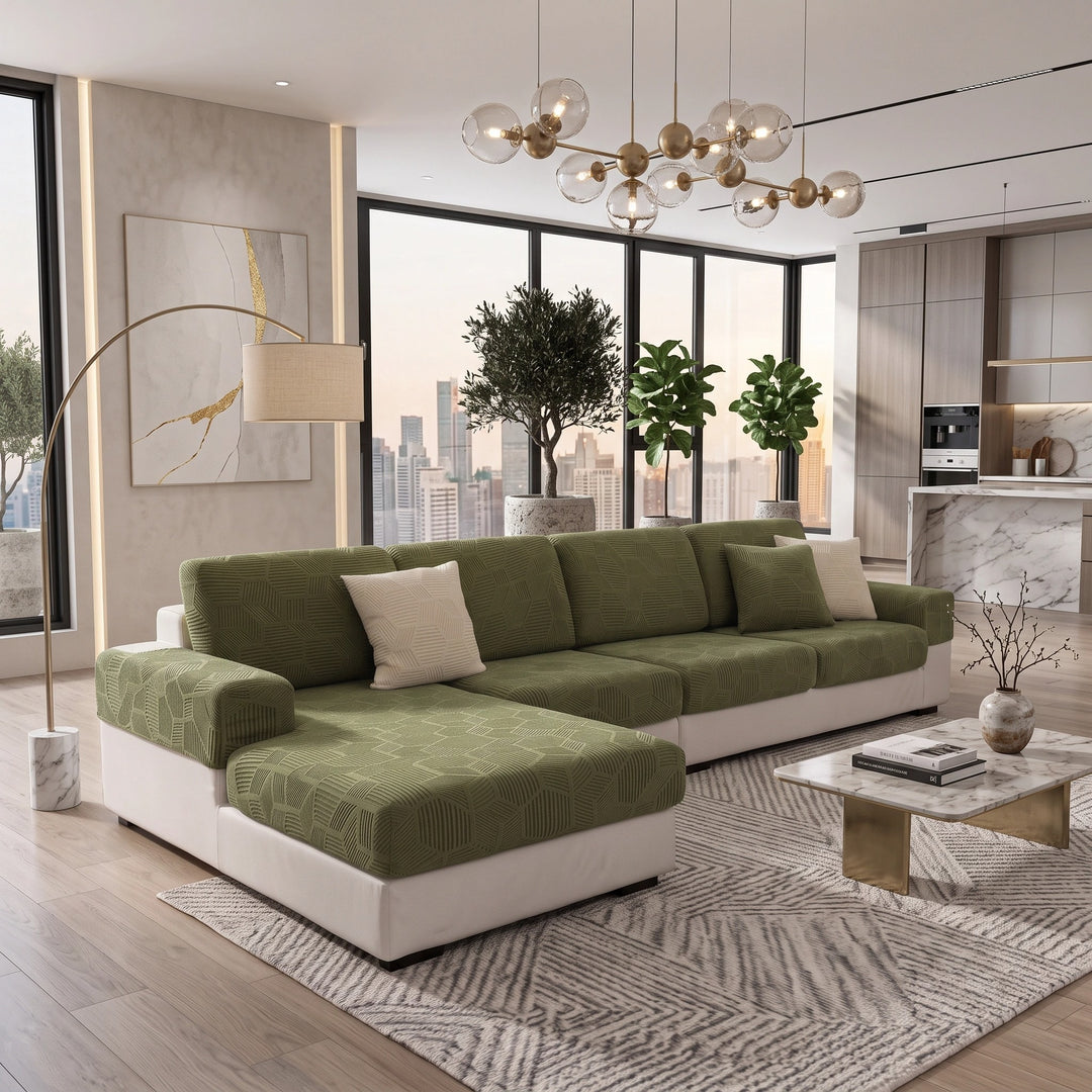 Water Resistant Stretch Sofa Cover with Honeycomb Pattern and Full Coverage