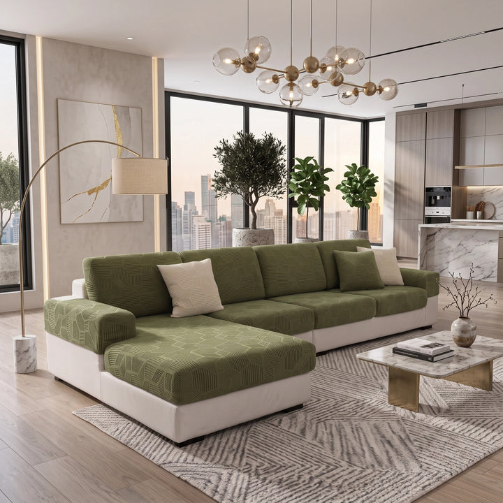 Water Resistant Stretch Sofa Cover with Honeycomb Pattern and Full Coverage