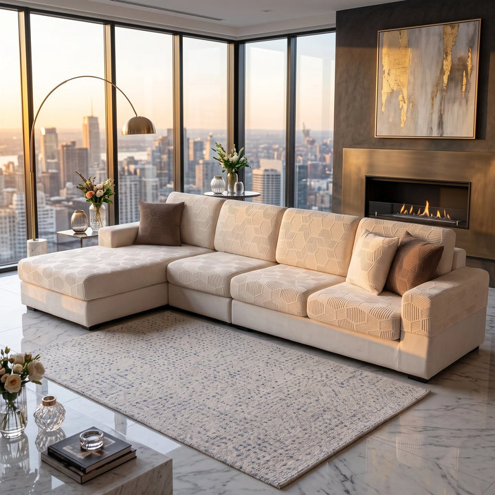 Water Resistant Stretch Sofa Cover with Honeycomb Pattern and Full Coverage