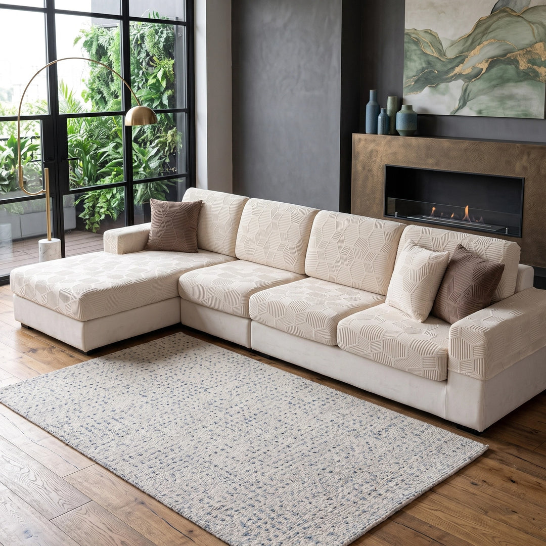 Water Resistant Stretch Sofa Cover with Honeycomb Pattern and Full Coverage
