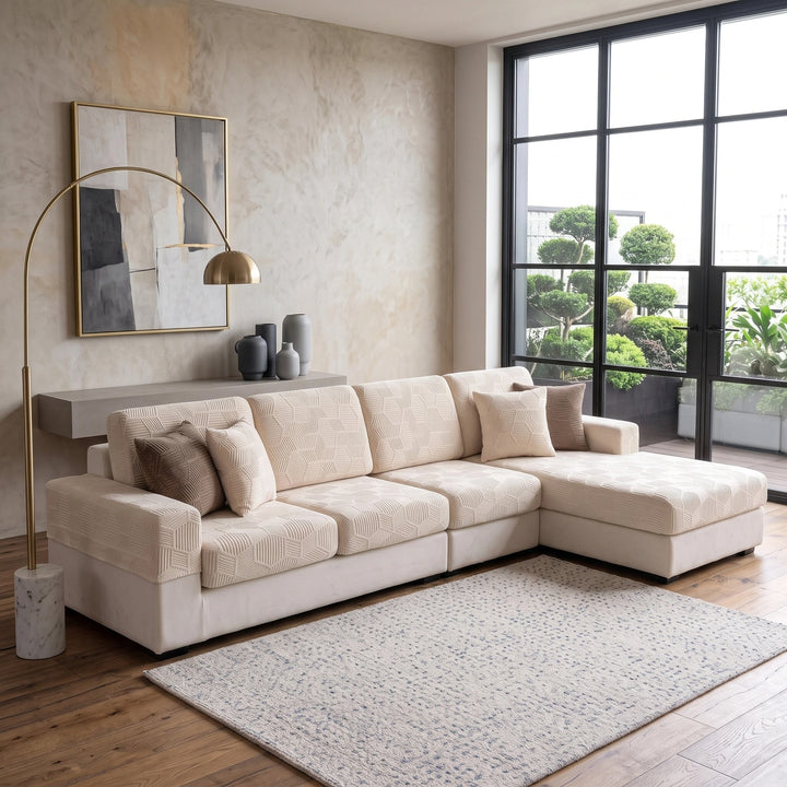 Water Resistant Stretch Sofa Cover with Honeycomb Pattern and Full Coverage