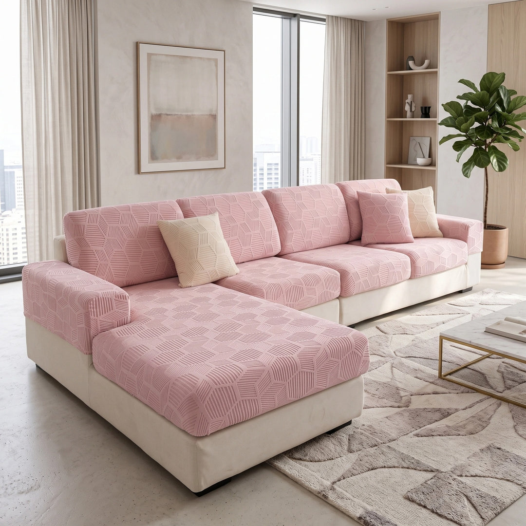 Water Resistant Stretch Sofa Cover with Honeycomb Pattern and Full Coverage