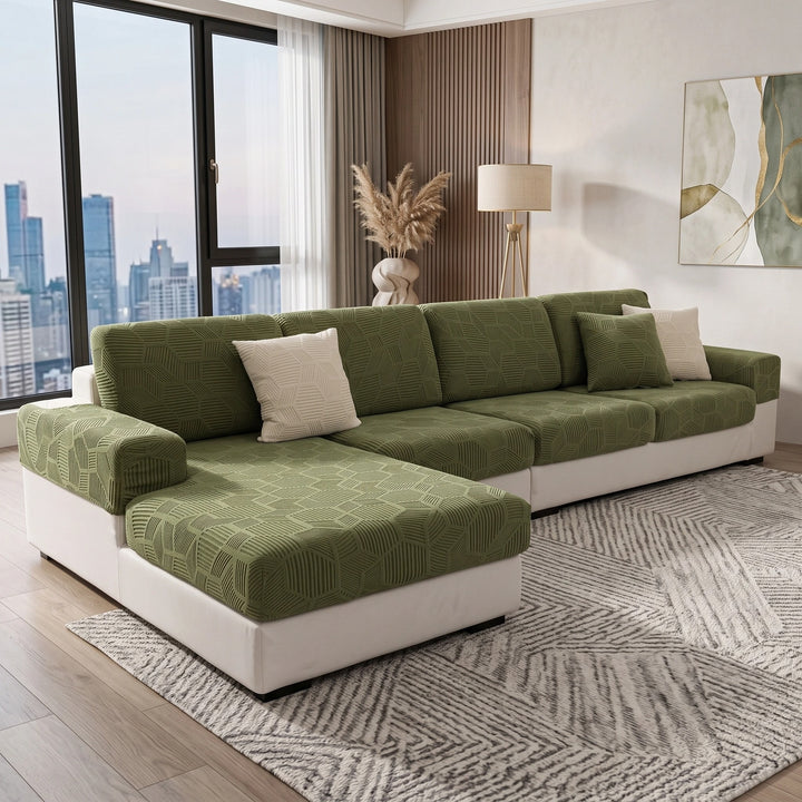 Water Resistant Stretch Sofa Cover with Honeycomb Pattern and Full Coverage