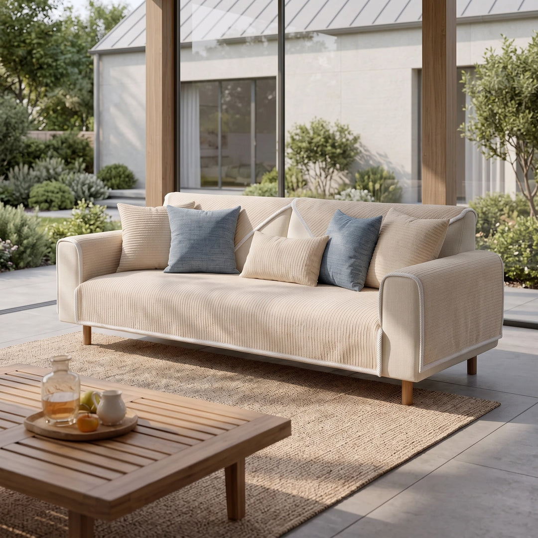 Waterproof Chenille Couch Cover with Anti Slip Backing for Pets and Furniture