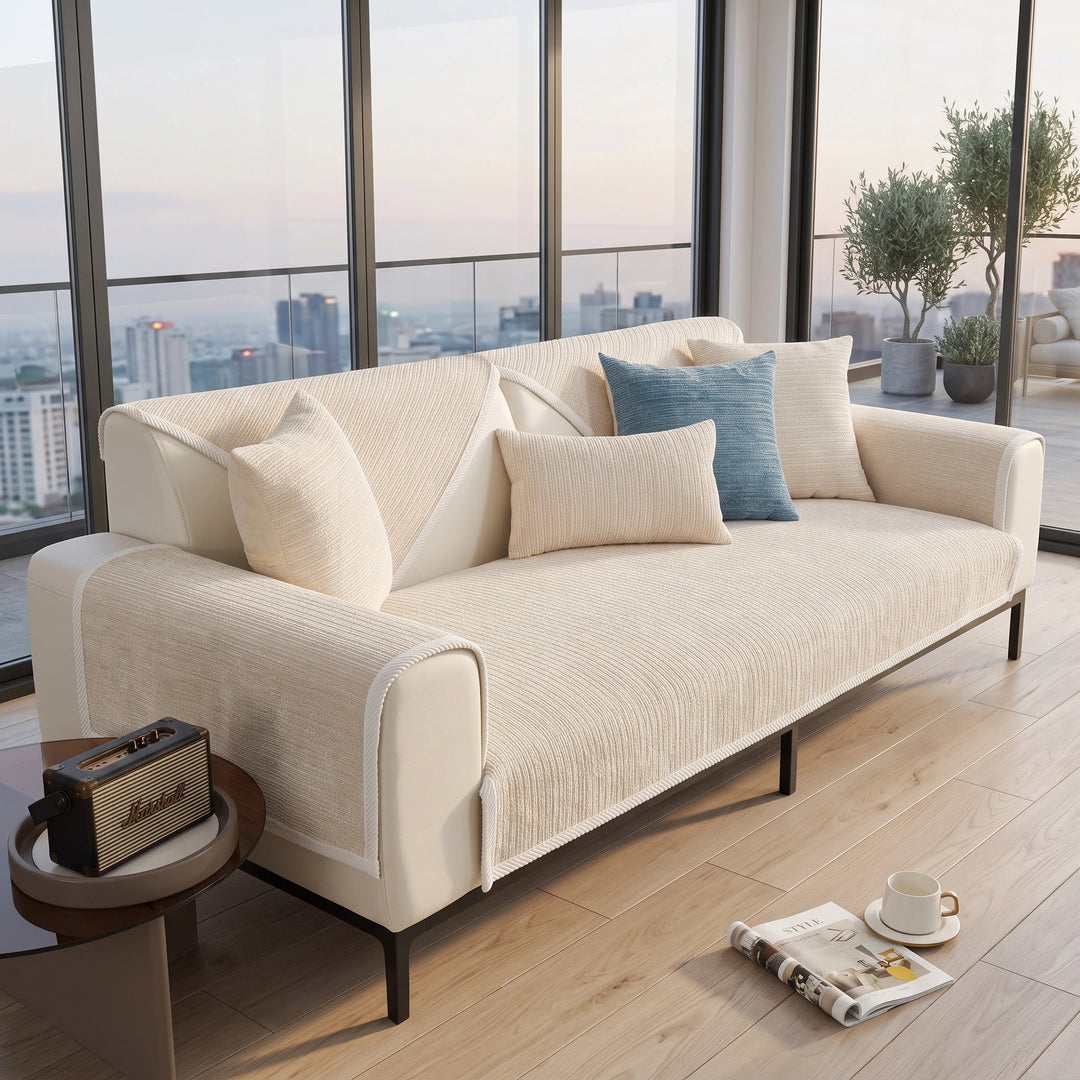 Waterproof Chenille Couch Cover with Anti Slip Backing for Pets and Furniture