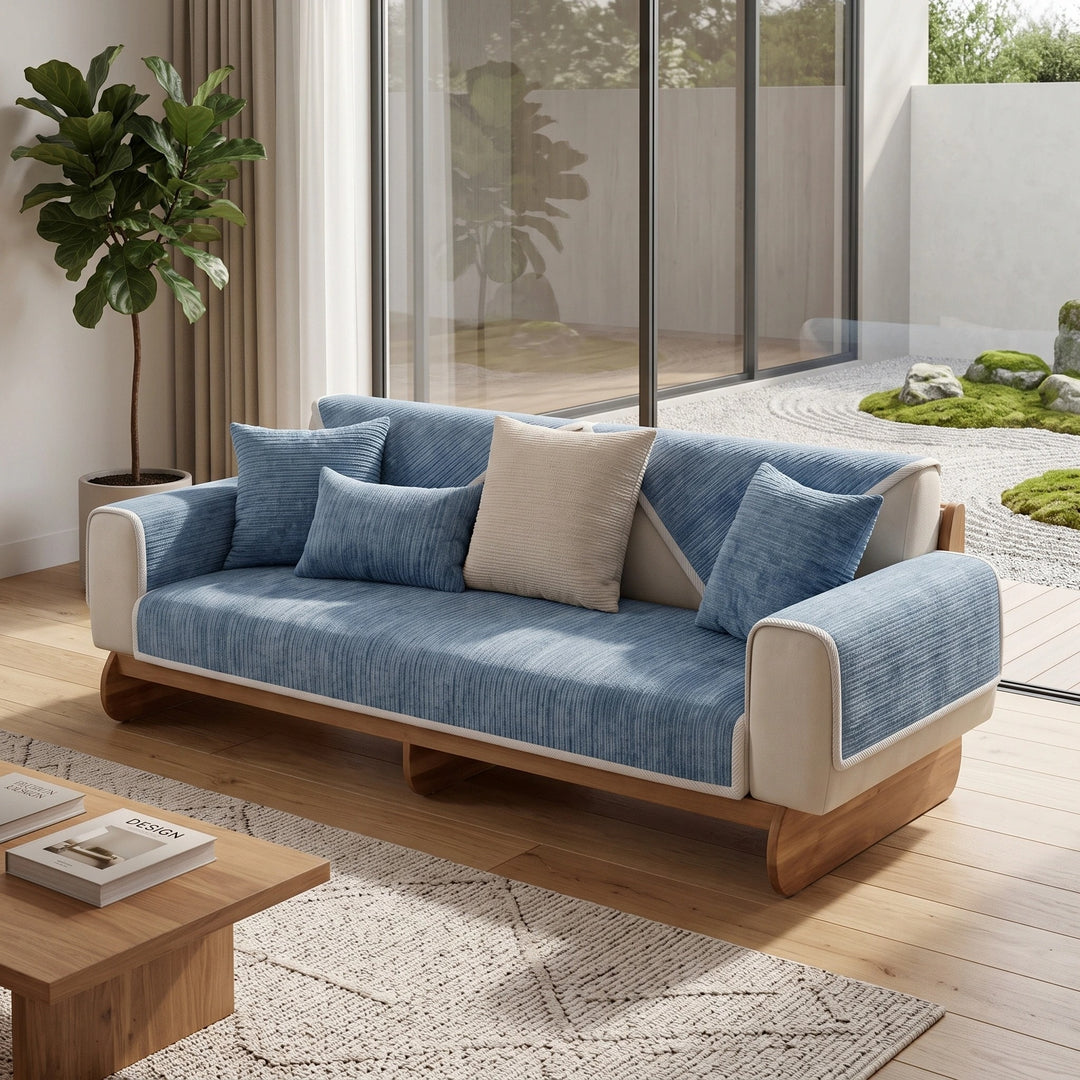 Waterproof Chenille Couch Cover with Anti Slip Backing for Pets and Furniture