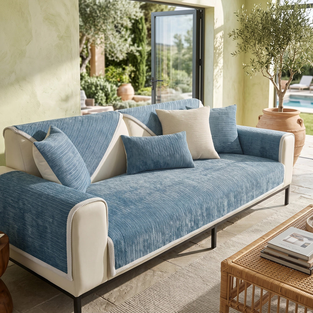 Waterproof Chenille Couch Cover with Anti Slip Backing for Pets and Furniture
