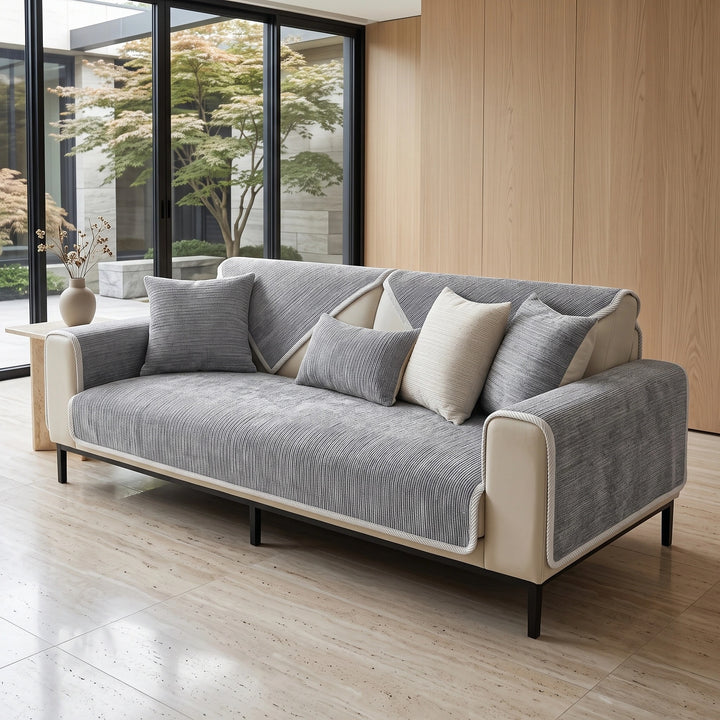 Waterproof Chenille Couch Cover with Anti Slip Backing for Pets and Furniture