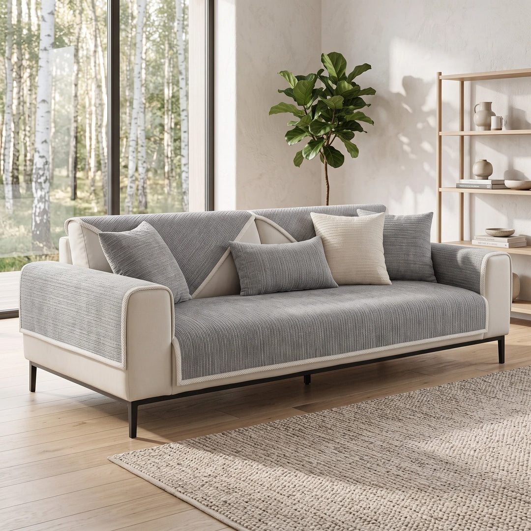 Waterproof Chenille Couch Cover with Anti Slip Backing for Pets and Furniture