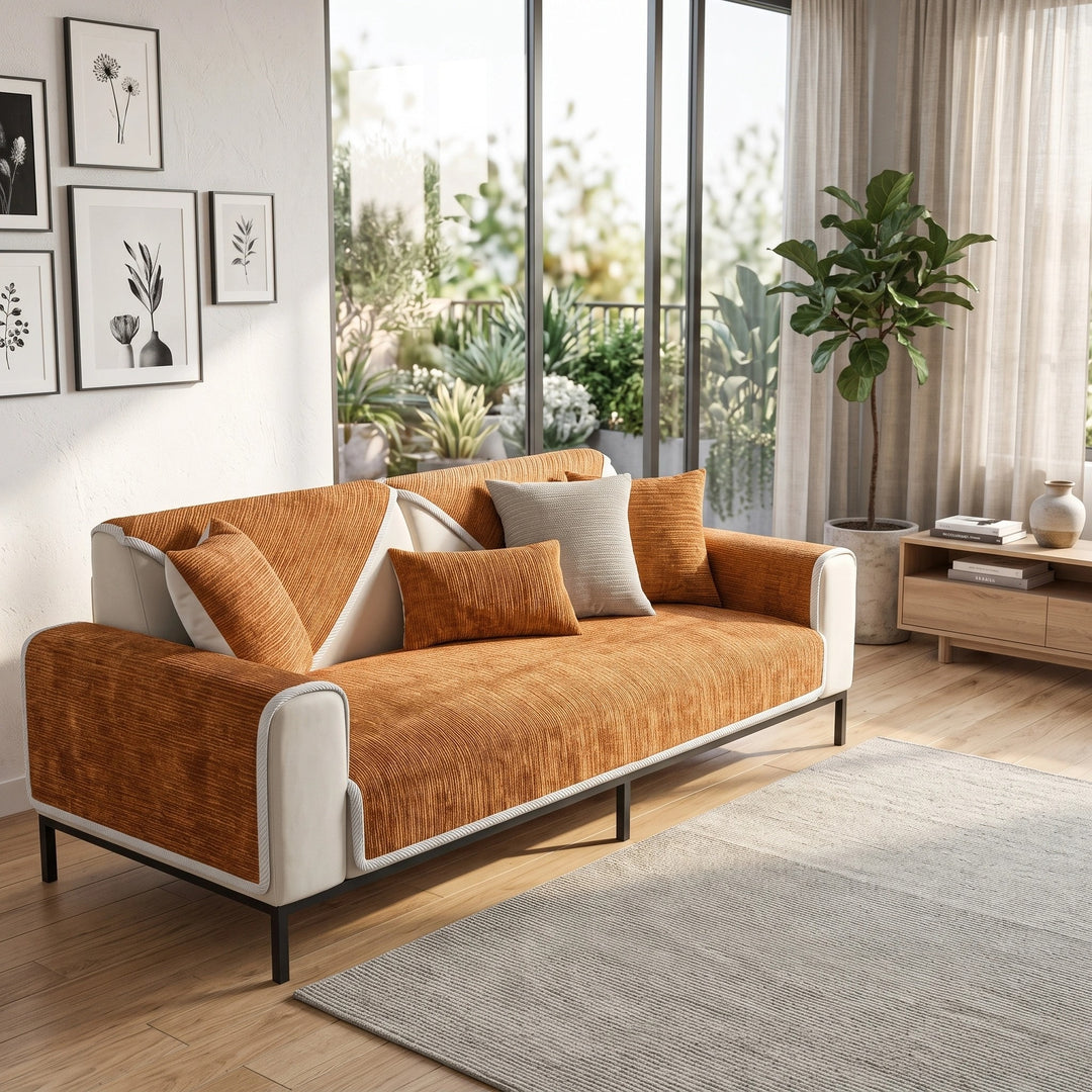 Waterproof Chenille Couch Cover with Anti Slip Backing for Pets and Furniture
