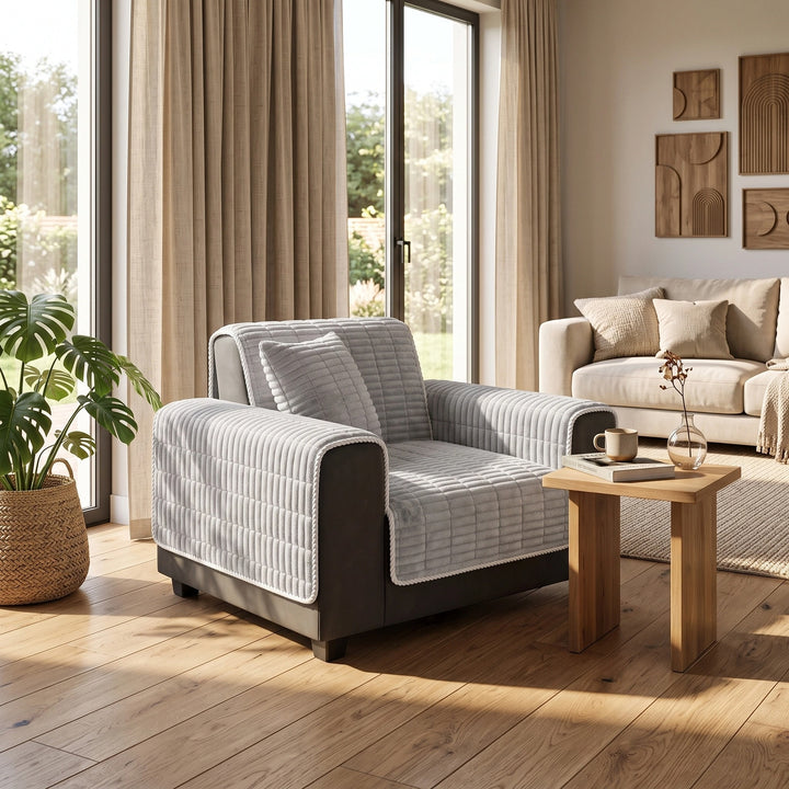 Waterproof Flannel Sofa Cover with Non Slip Backing for Recliners and Sofas