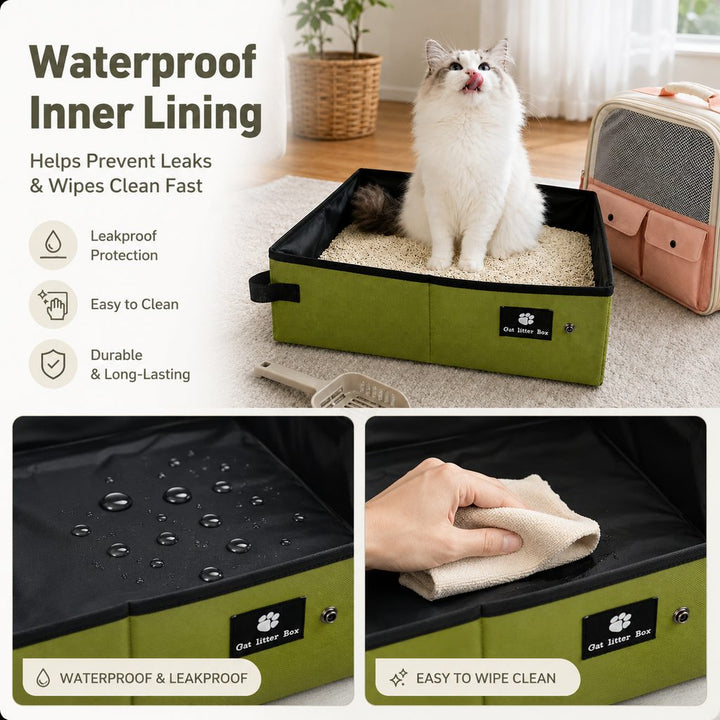 Portable Foldable Cat Litter Box for Road Trips, Hotels & RV Travel