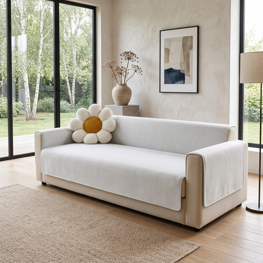 Waterproof One Piece Sofa Cover with Non Slip Backing and Chenille Fabric