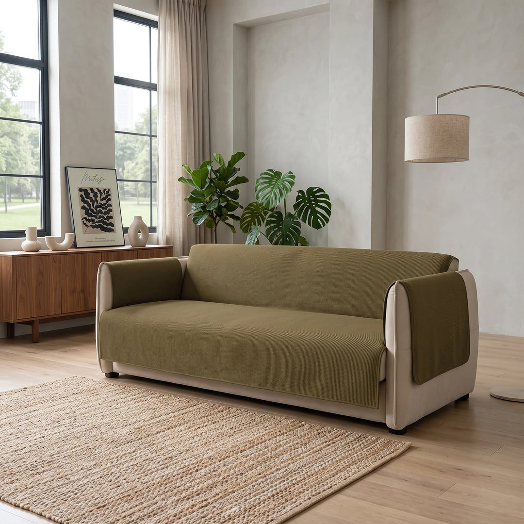 Waterproof One Piece Sofa Cover with Non Slip Backing and Chenille Fabric