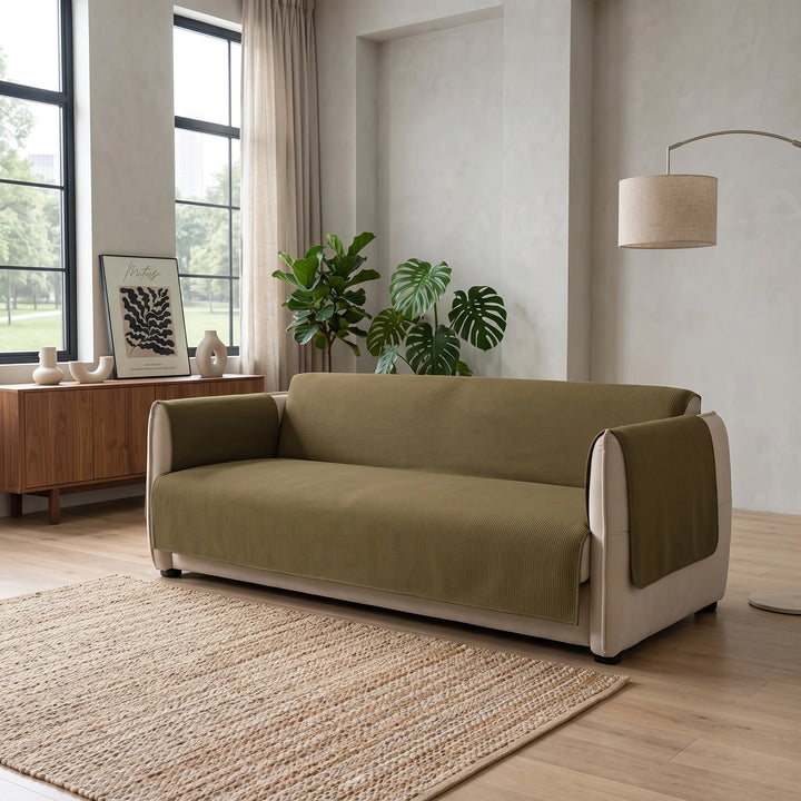 Waterproof One Piece Sofa Cover with Non Slip Backing and Chenille Fabric