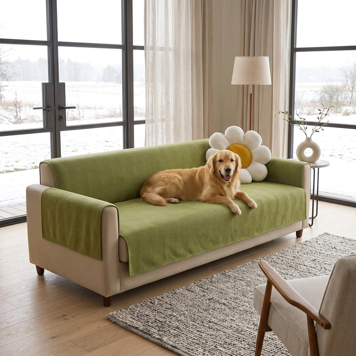 Waterproof One Piece Sofa Cover with Non Slip Backing and Chenille Fabric