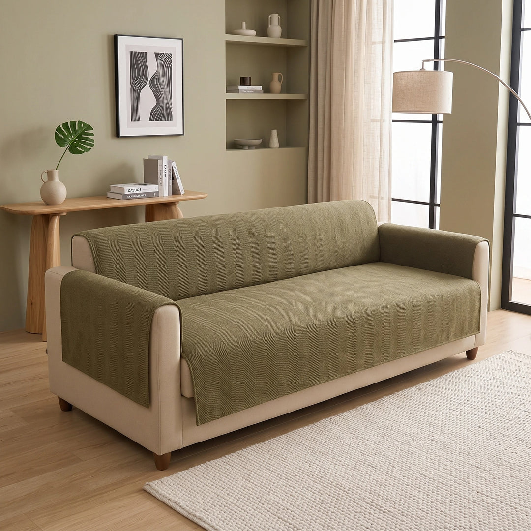 Waterproof One Piece Sofa Cover with Non Slip Backing and Chenille Fabric