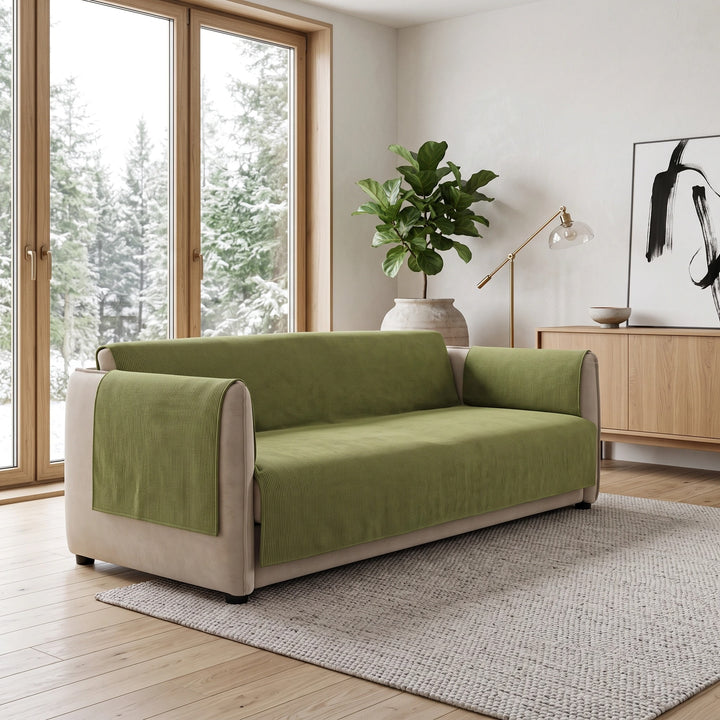 Waterproof One Piece Sofa Cover with Non Slip Backing and Chenille Fabric
