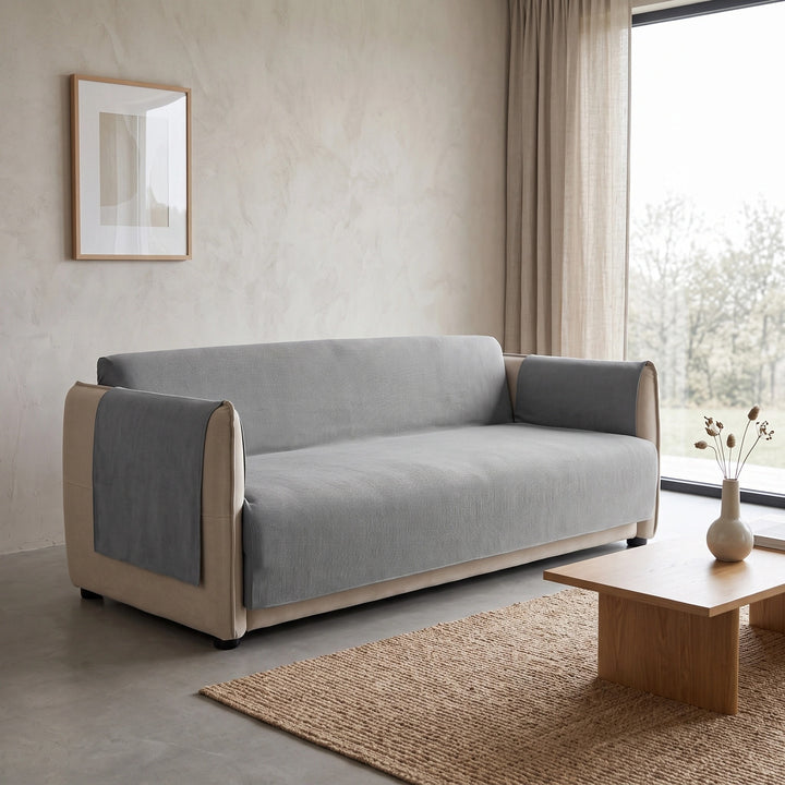 Waterproof One Piece Sofa Cover with Non Slip Backing and Chenille Fabric