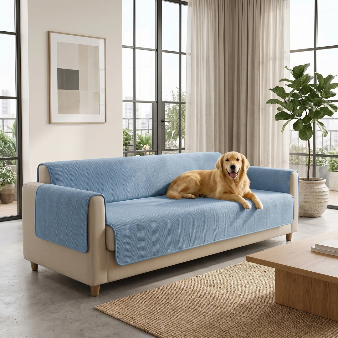 Waterproof One Piece Sofa Cover with Non Slip Backing and Chenille Fabric