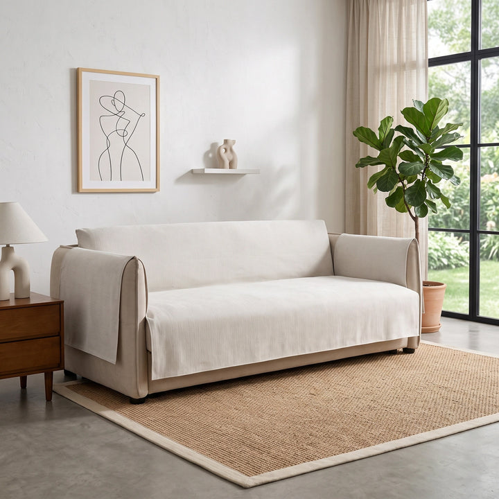 Waterproof One Piece Sofa Cover with Non Slip Backing and Chenille Fabric