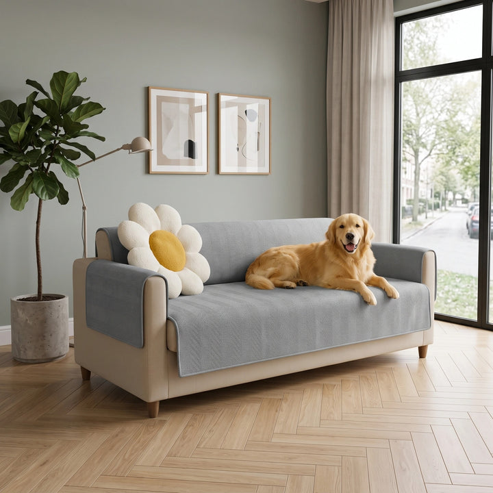 Waterproof One Piece Sofa Cover with Non Slip Backing and Chenille Fabric