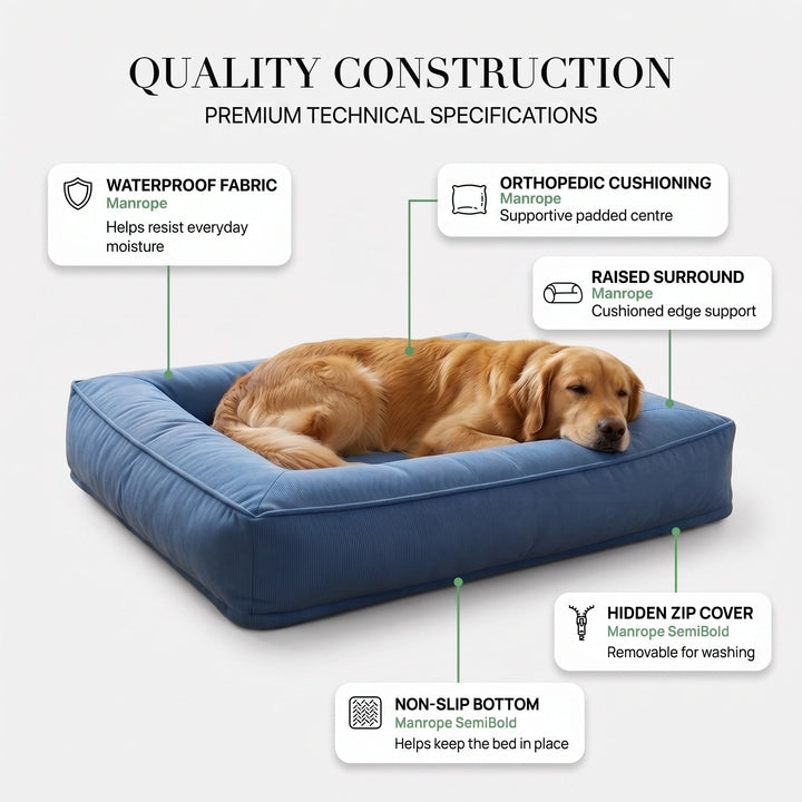 Waterproof Orthopedic Large Dog Bed with Raised Surround Support and Washable Cover