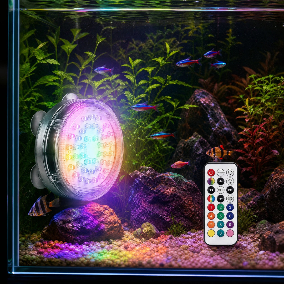 Waterproof Submersible LED Light with Remote Control and 16 Colours